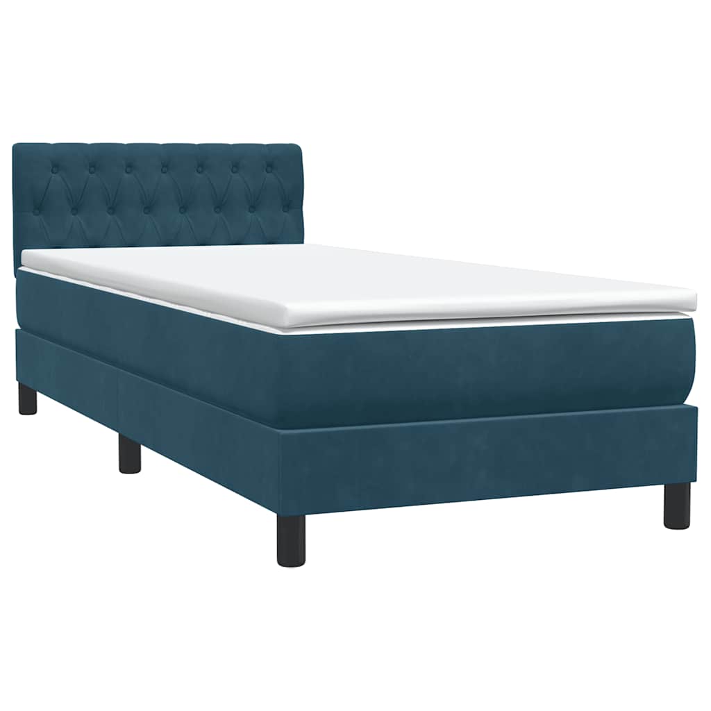 Sommier à lattes de lit et matelas bleu foncé 80x210 cm velours - XIOS