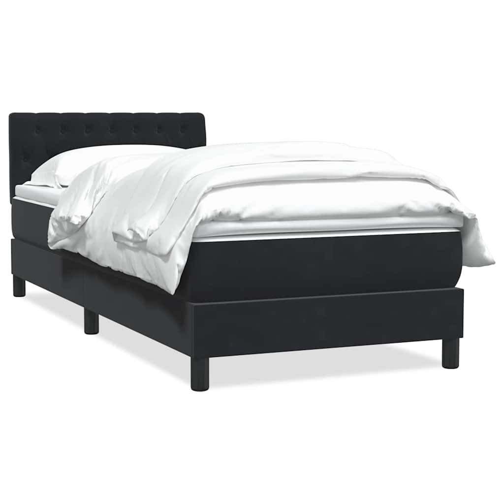 Sommier à lattes de lit avec matelas noir 90x210 cm velours - XIOS