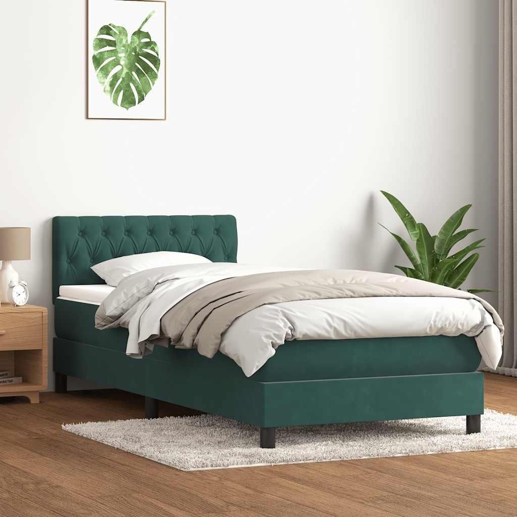 Sommier à lattes de lit et matelas vert foncé 100x210cm velours - XIOS