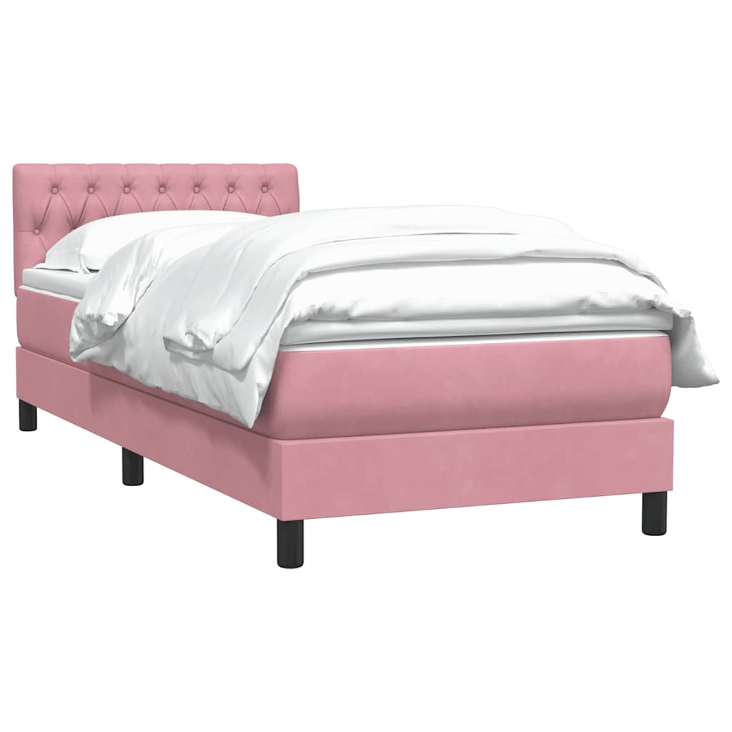 Sommier à lattes de lit avec matelas rose 100x210 cm velours - XIOS