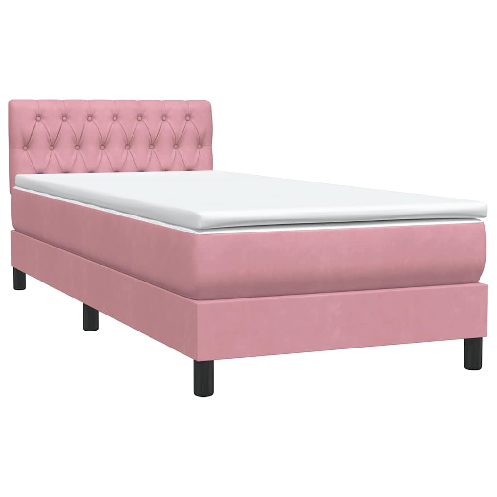 Sommier à lattes de lit avec matelas rose 100x210 cm velours - XIOS