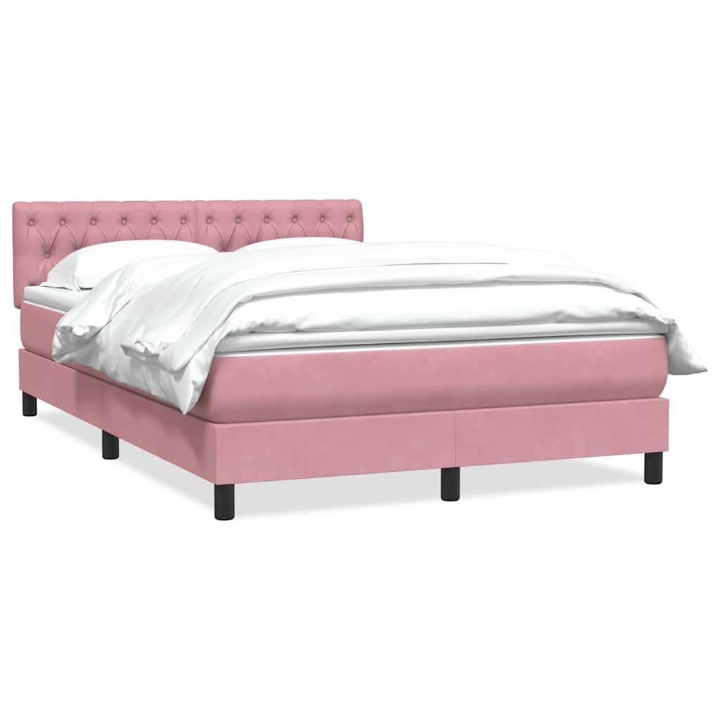 Sommier à lattes de lit avec matelas rose 140x210 cm velours - XIOS