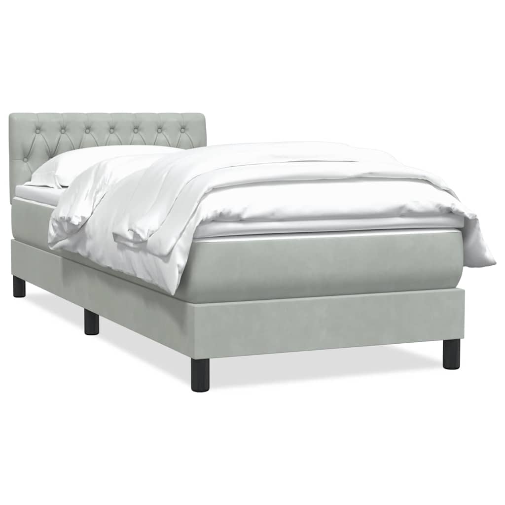 Sommier à lattes de lit et matelas gris clair 80x220 cm velours - XIOS