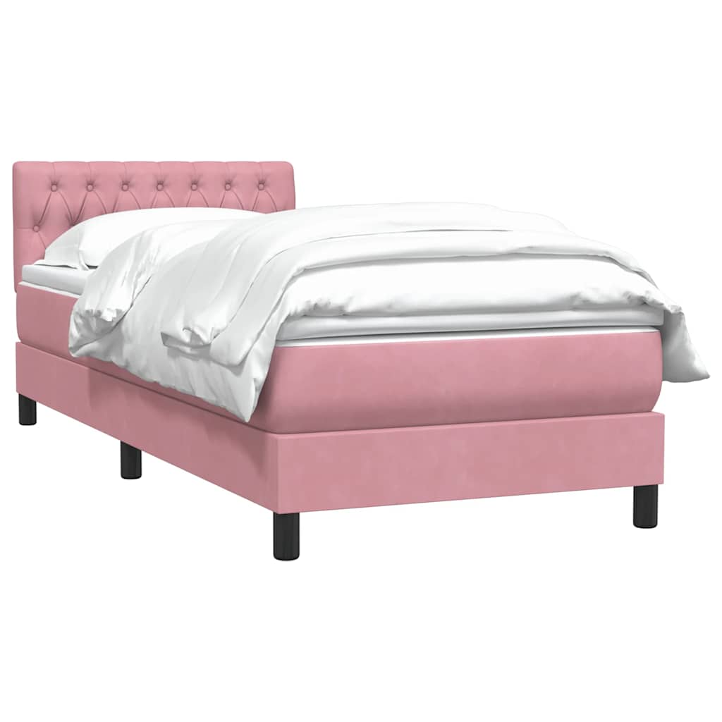 Sommier à lattes de lit avec matelas rose 80x220 cm velours - XIOS