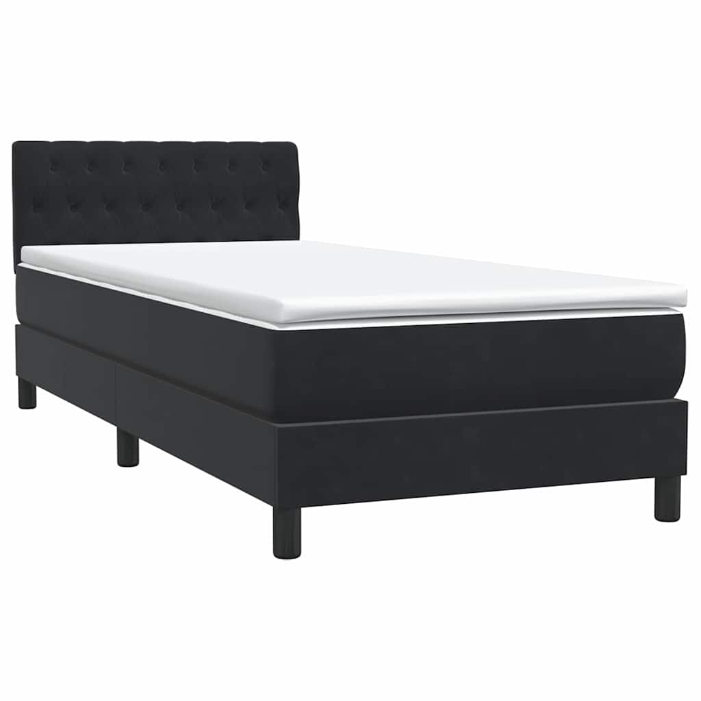 Sommier à lattes de lit avec matelas noir 100x220 cm velours - XIOS