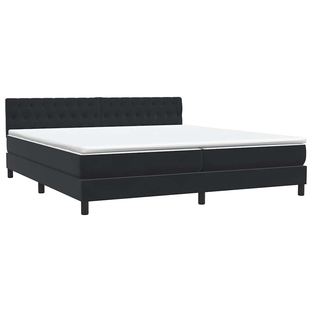 Sommier à lattes de lit avec matelas noir 200x220 cm velours - XIOS