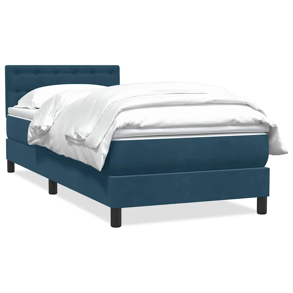 Sommier à lattes de lit et matelas bleu foncé 80x210 cm velours - XIOS
