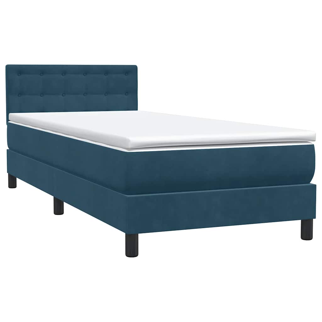 Sommier à lattes de lit et matelas bleu foncé 80x210 cm velours - XIOS