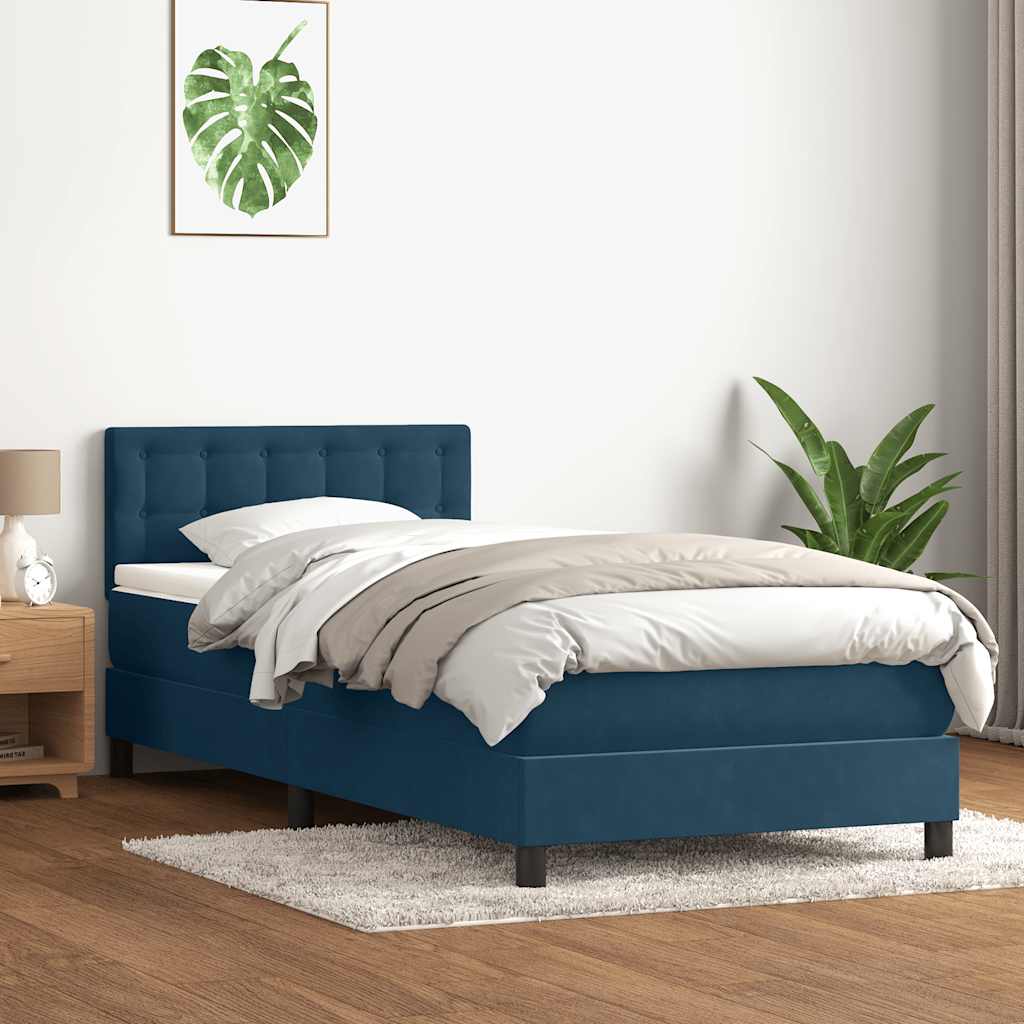 Sommier à lattes de lit et matelas bleu foncé 80x210 cm velours - XIOS