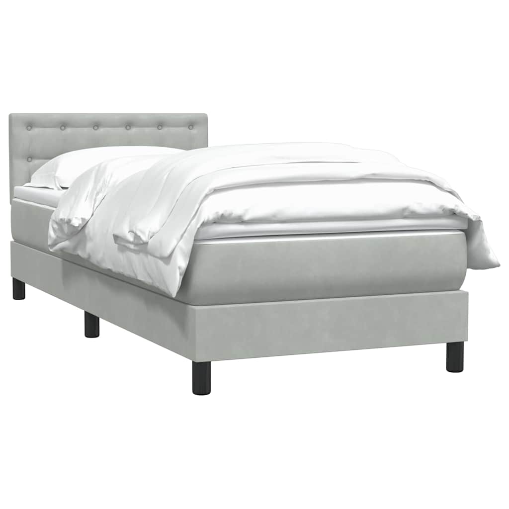 Sommier à lattes de lit et matelas gris clair 90x210 cm velours - XIOS