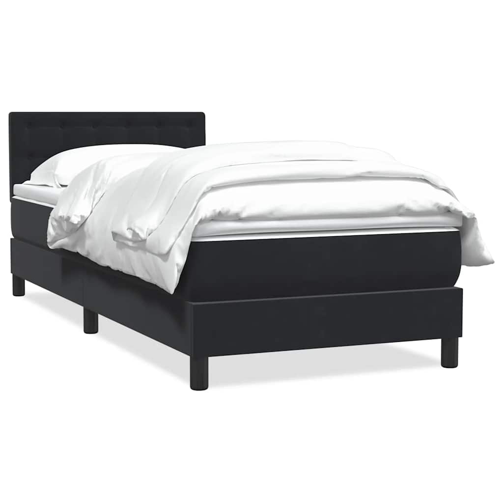 Sommier à lattes de lit avec matelas noir 90x210 cm velours - XIOS