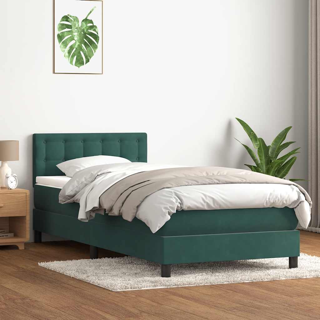 Sommier à lattes de lit et matelas vert foncé 90x210 cm velours - XIOS