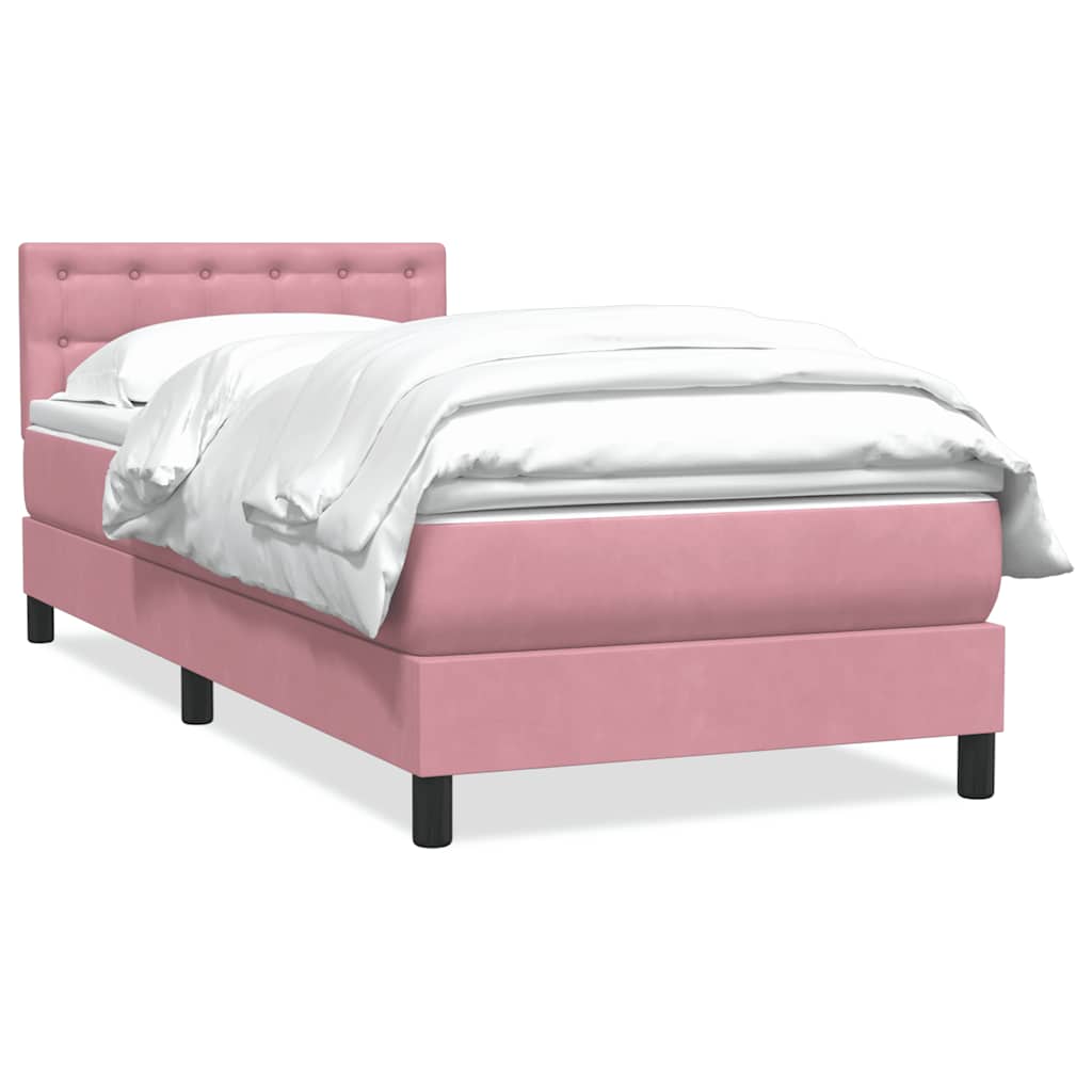Sommier à lattes de lit avec matelas rose 100x220 cm velours - XIOS