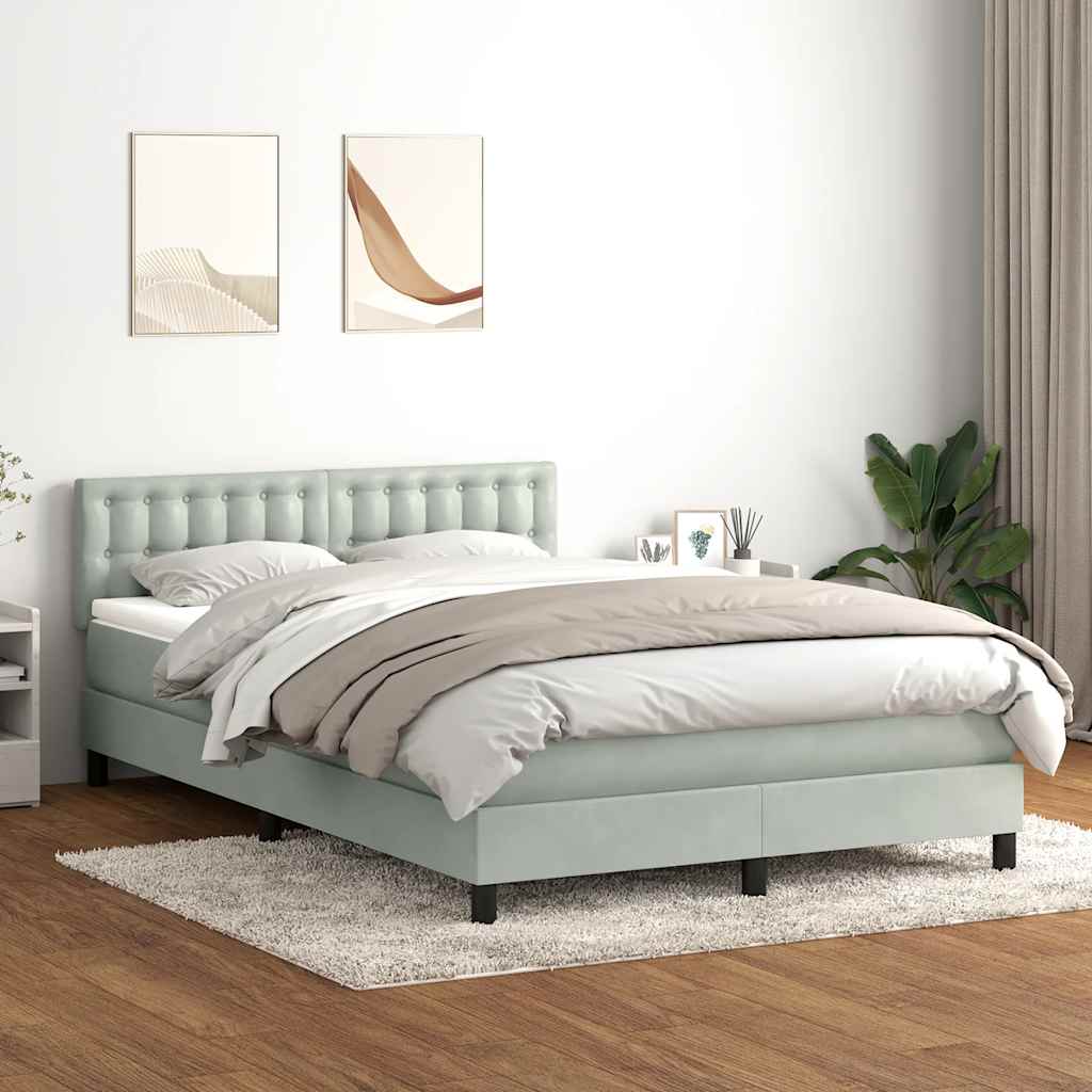 Sommier à lattes de lit et matelas gris clair 160x220cm velours - XIOS