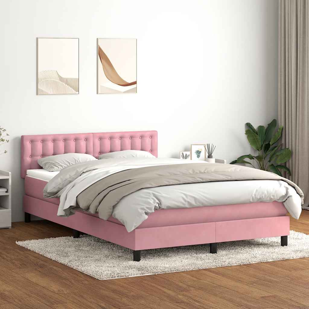 Sommier à lattes de lit avec matelas rose 160x220 cm velours - XIOS