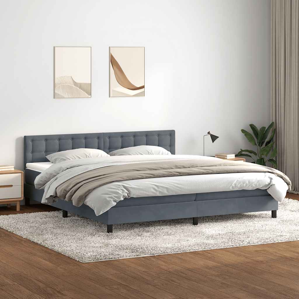 Sommier à lattes de lit et matelas gris foncé 180x220cm velours - XIOS