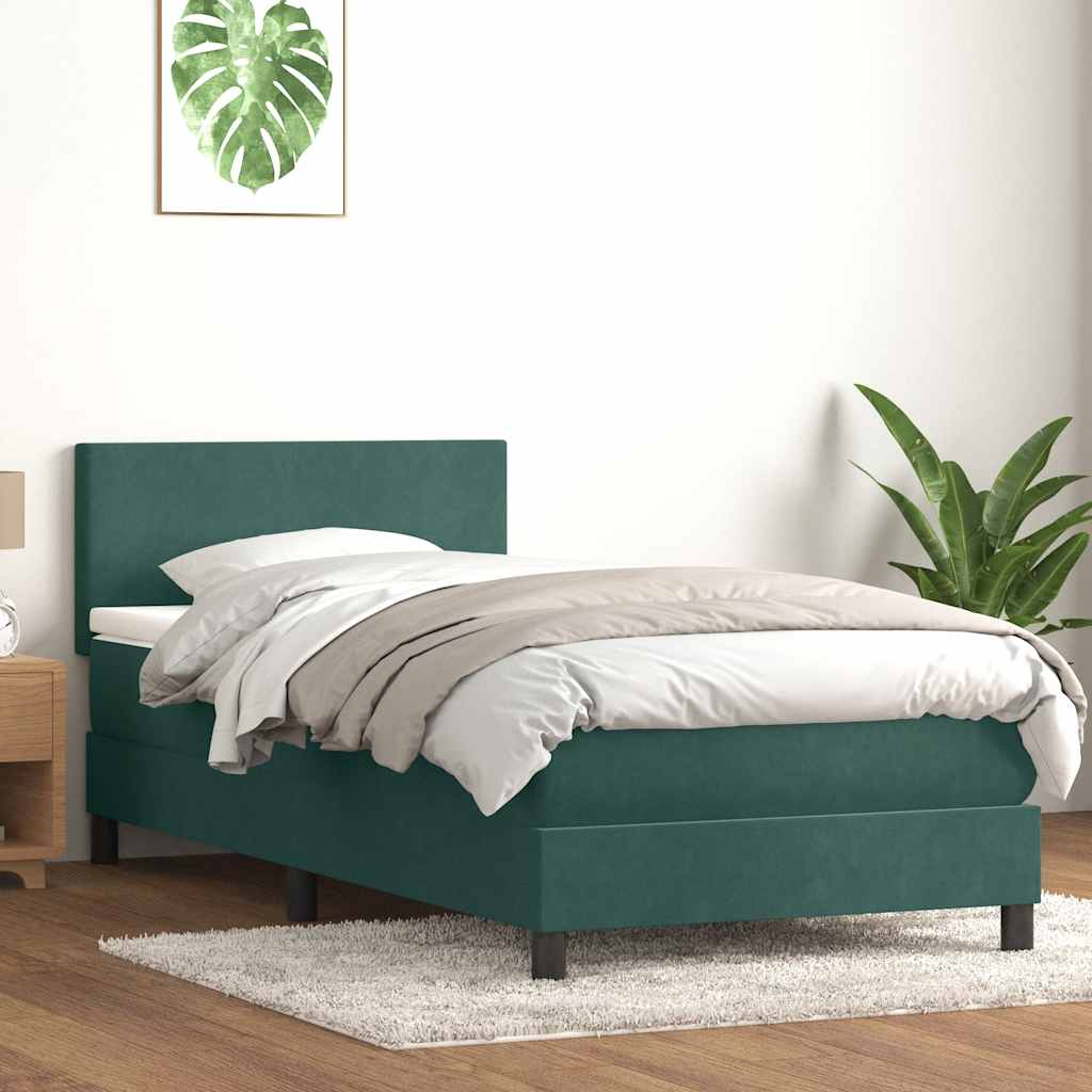 Sommier à lattes de lit et matelas et LED vert foncé 90x210 cm velours - XIOS