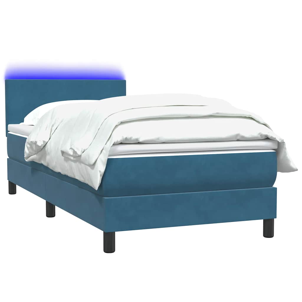Sommier à lattes de lit et matelas et LED bleu foncé 90x210 cm velours - XIOS