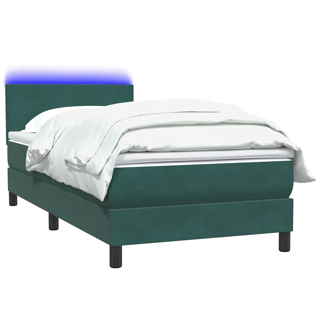 Sommier à lattes de lit et matelas et LED vert foncé 100x210cm velours - XIOS