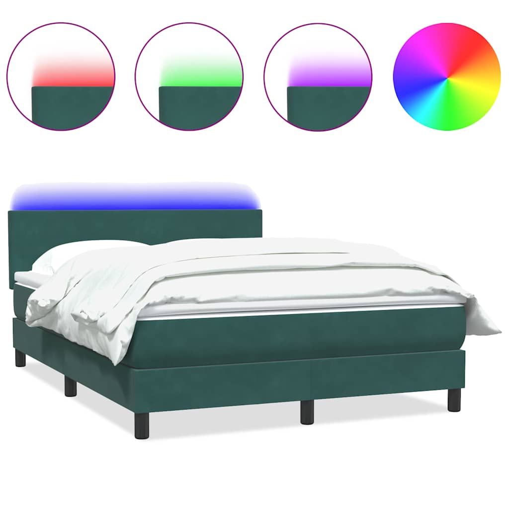 Sommier à lattes de lit et matelas et LED vert foncé 140x210cm velours - XIOS