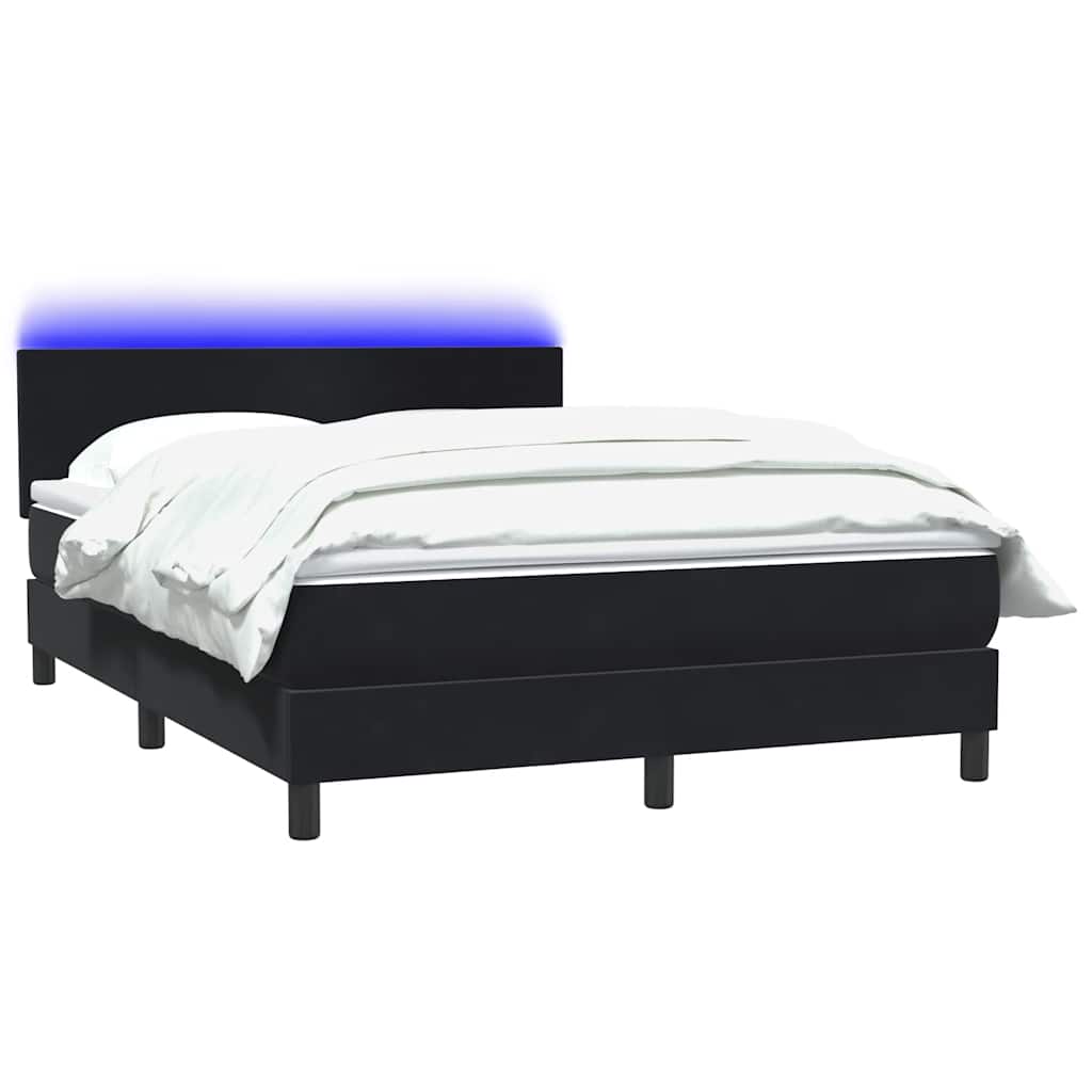 Sommier à lattes de lit avec matelas et LED noir 160x210 cm velours - XIOS