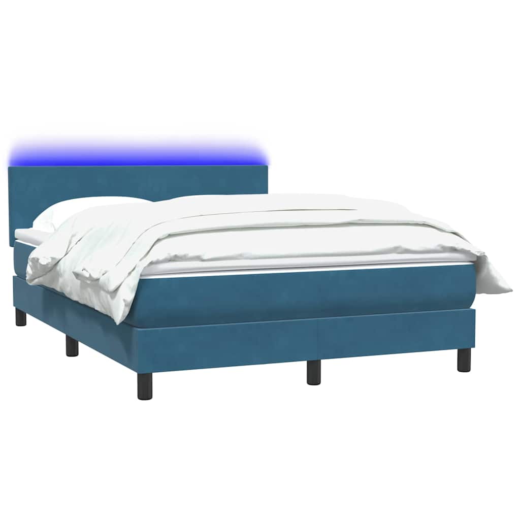 Sommier à lattes de lit et matelas et LED bleu foncé 160x210cm velours - XIOS