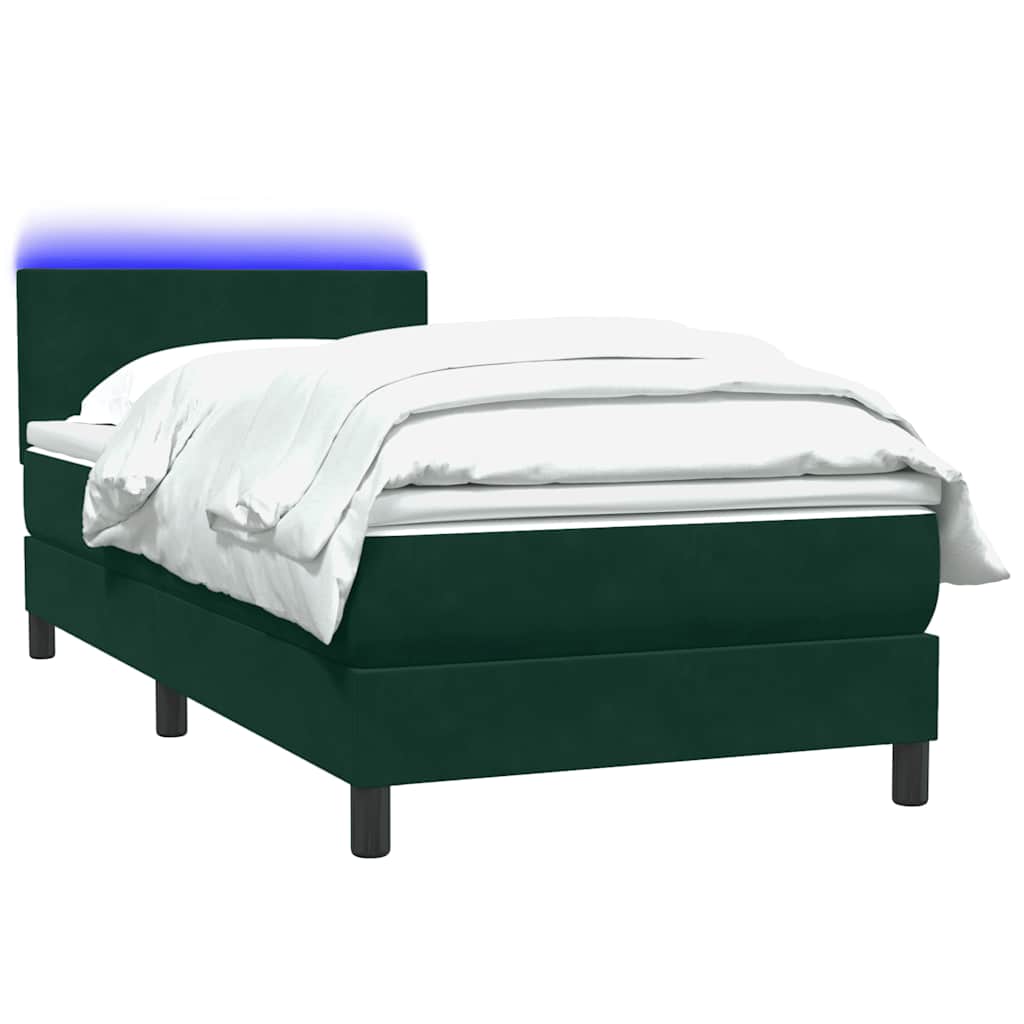 Sommier à lattes de lit et matelas et LED vert foncé 80x220 cm velours - XIOS