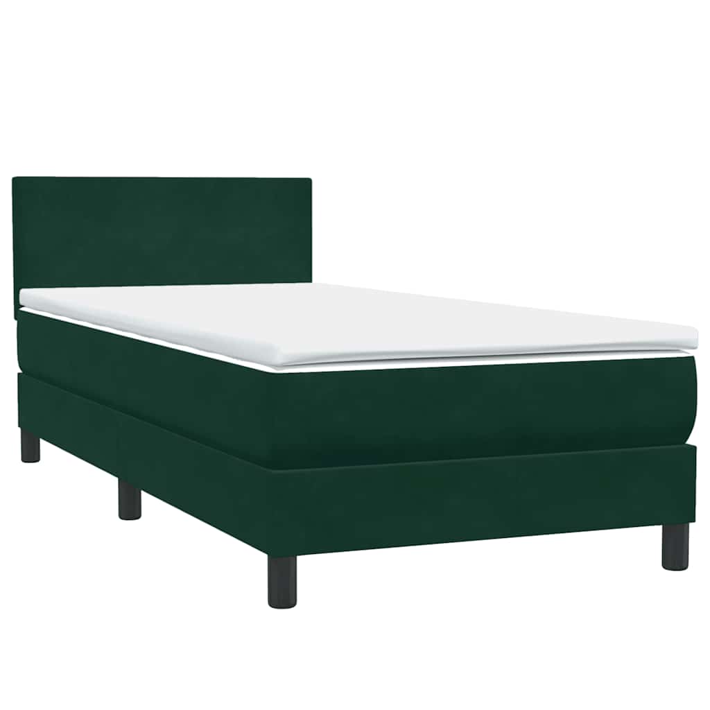 Sommier à lattes de lit et matelas et LED vert foncé 80x220 cm velours - XIOS