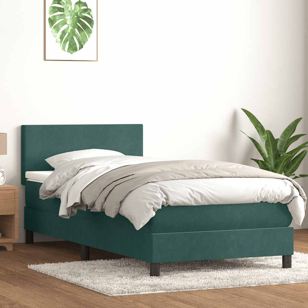 Sommier à lattes de lit et matelas et LED vert foncé 90x220 cm velours - XIOS
