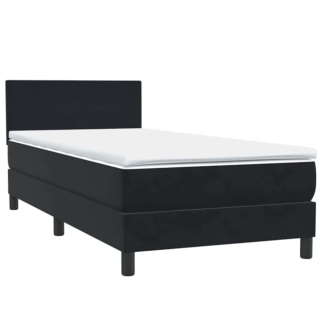 Sommier à lattes de lit avec matelas et LED noir 100x220 cm velours - XIOS