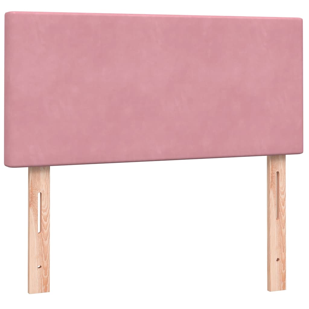 Sommier à lattes de lit avec matelas et LED rose 100x220 cm velours - XIOS