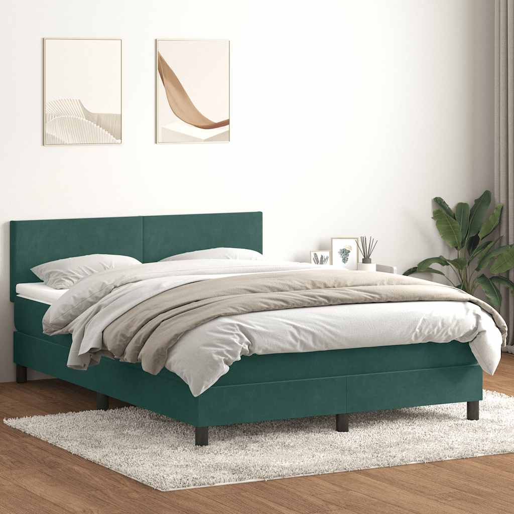 Sommier à lattes de lit et matelas et LED vert foncé 160x220cm velours - XIOS