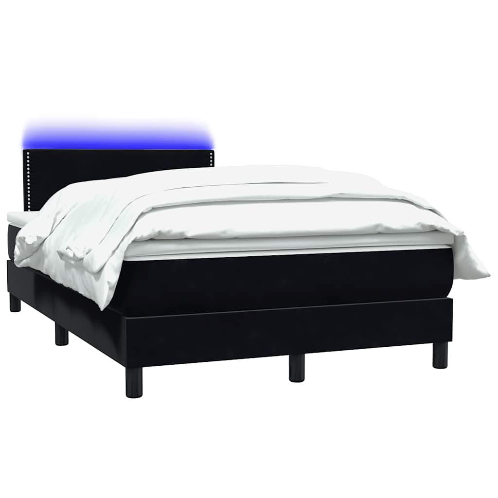 Sommier à lattes de lit avec matelas et LED noir 120x210 cm velours - XIOS