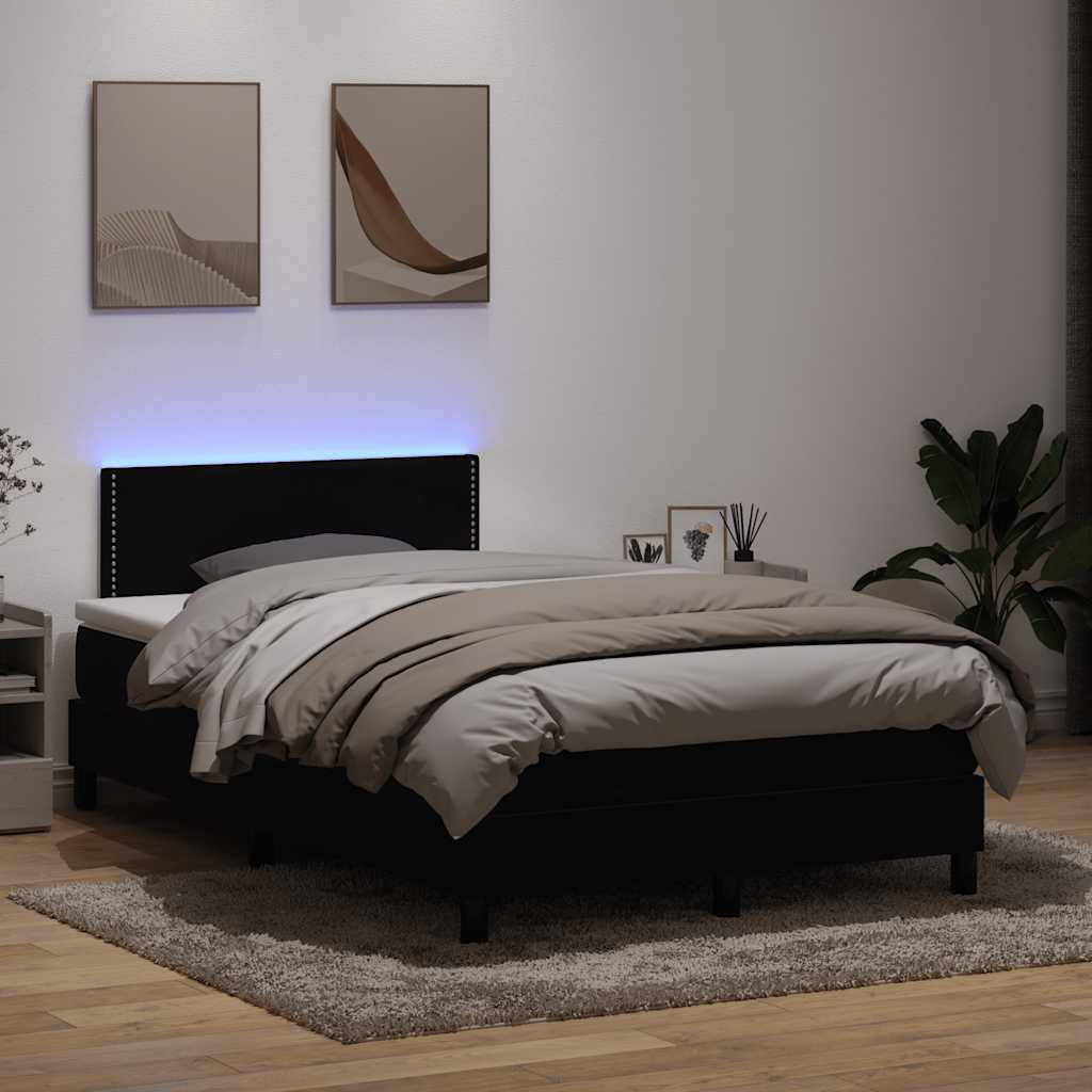 Sommier à lattes de lit avec matelas et LED noir 120x210 cm velours - XIOS
