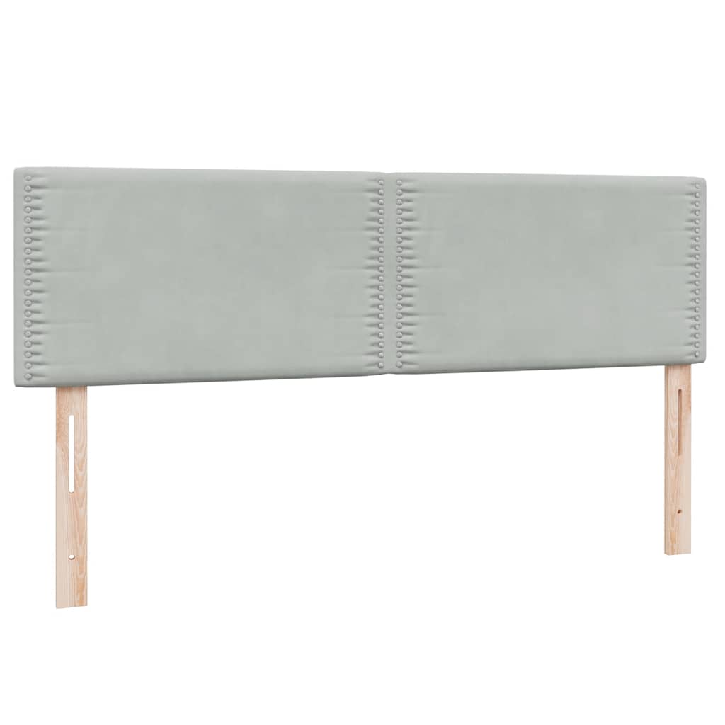 Sommier à lattes de lit et matelas et LED gris clair 140x210cm velours - XIOS