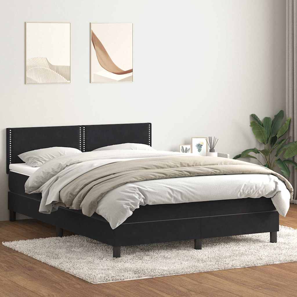Sommier à lattes de lit avec matelas et LED noir 160x210 cm velours - XIOS