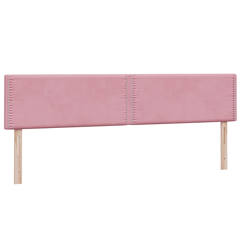 Sommier à lattes de lit avec matelas et LED rose 180x210 cm velours - XIOS