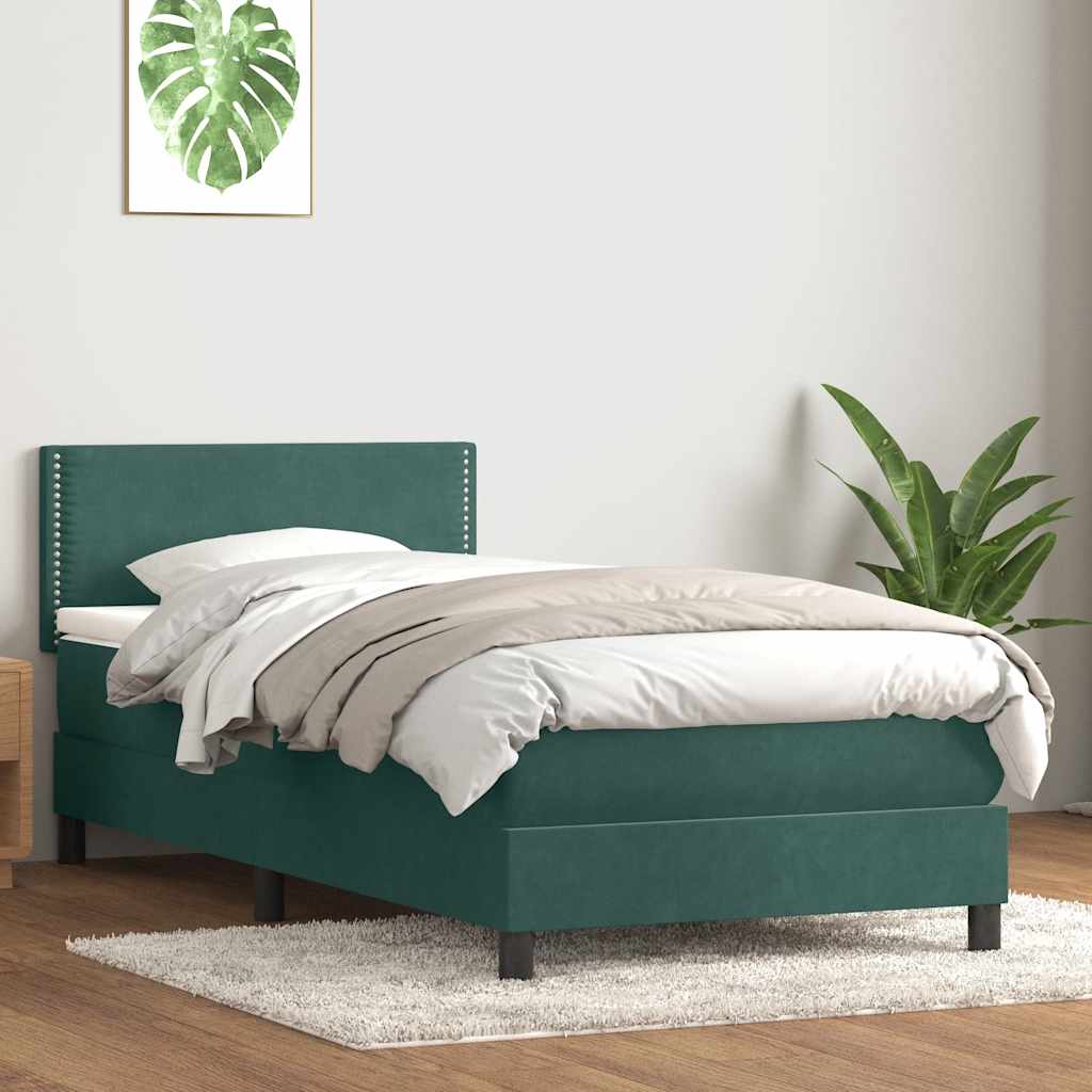 Sommier à lattes de lit et matelas et LED vert foncé 90x220 cm velours - XIOS