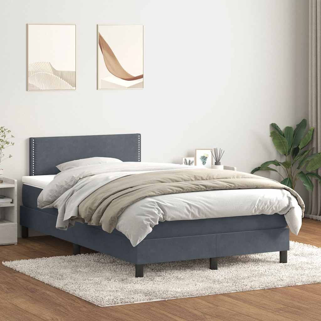 Sommier à lattes de lit et matelas et LED gris foncé 120x220cm velours - XIOS