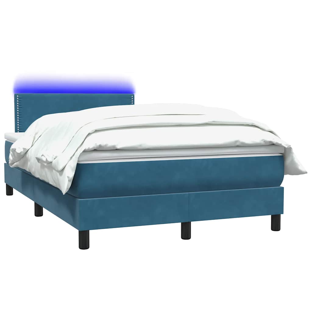 Sommier à lattes de lit et matelas et LED bleu foncé 120x220cm velours - XIOS
