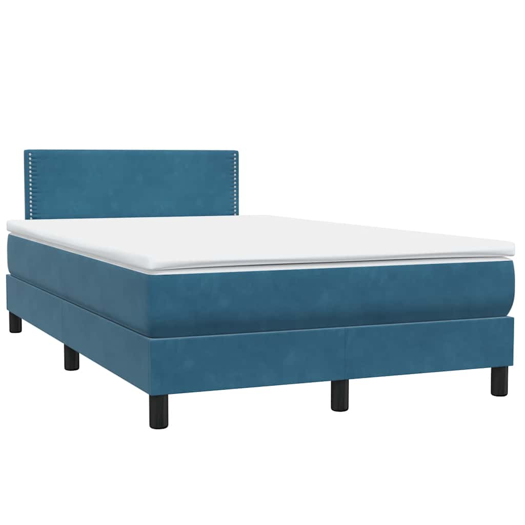 Sommier à lattes de lit et matelas et LED bleu foncé 120x220cm velours - XIOS