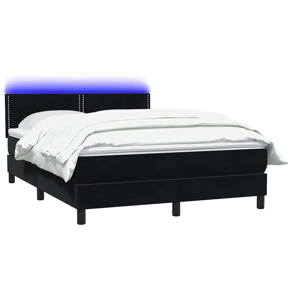 Sommier à lattes de lit avec matelas et LED noir 160x220 cm velours - XIOS