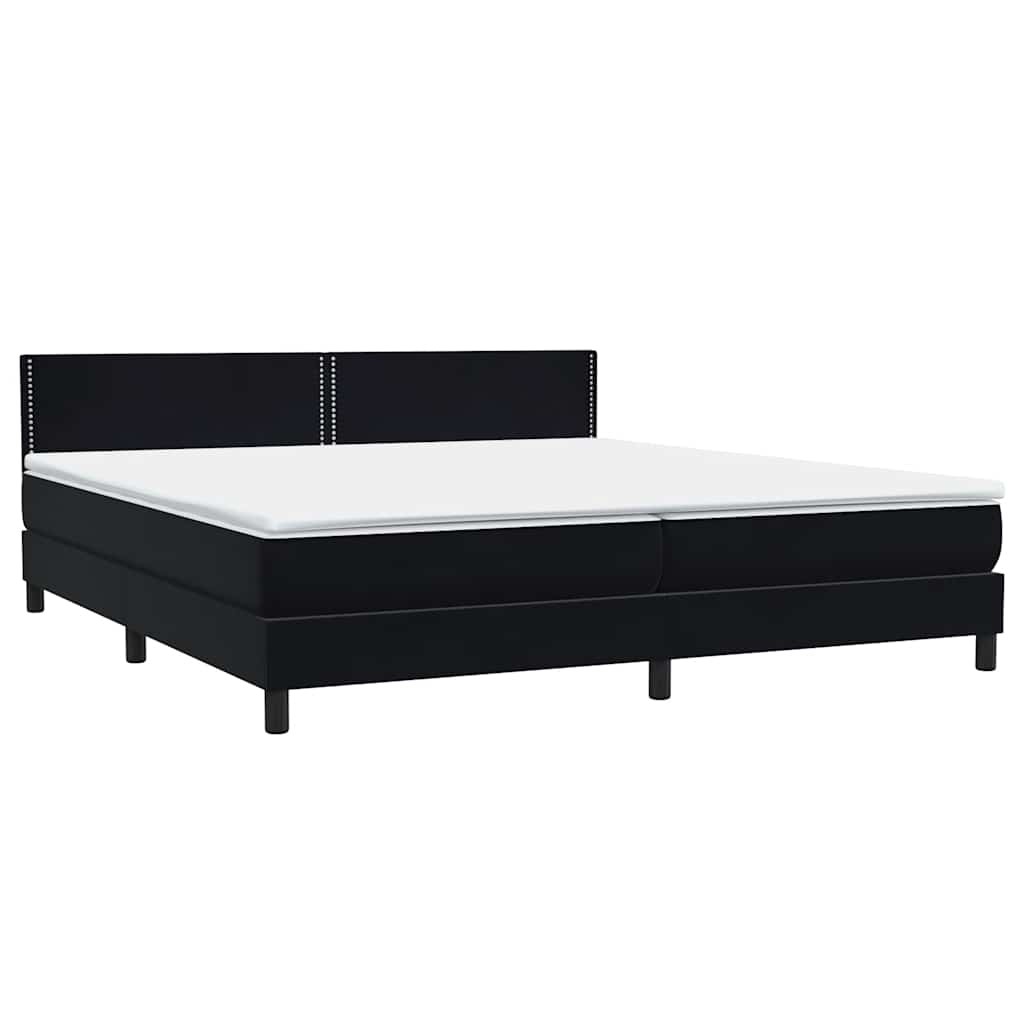 Sommier à lattes de lit avec matelas et LED noir 200x220 cm velours - XIOS