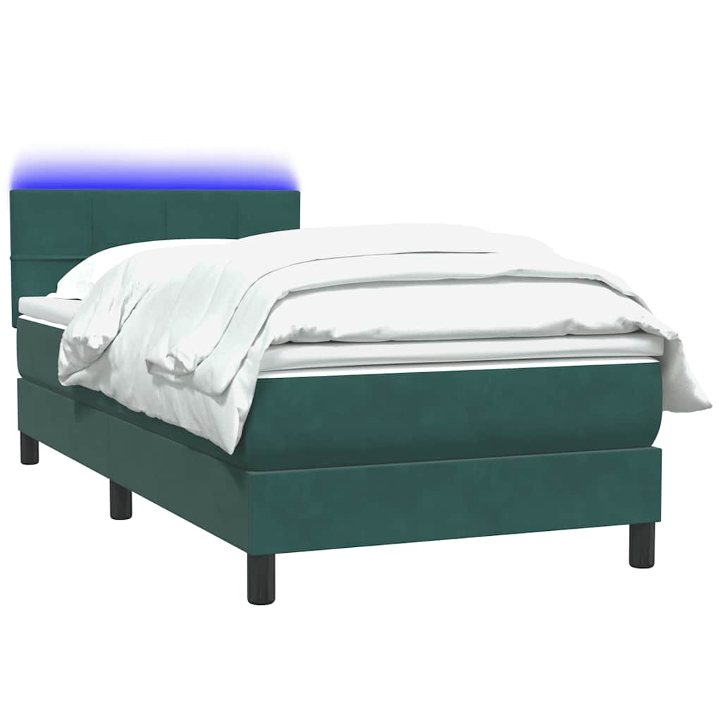 Sommier à lattes de lit et matelas et LED vert foncé 90x210 cm velours - XIOS