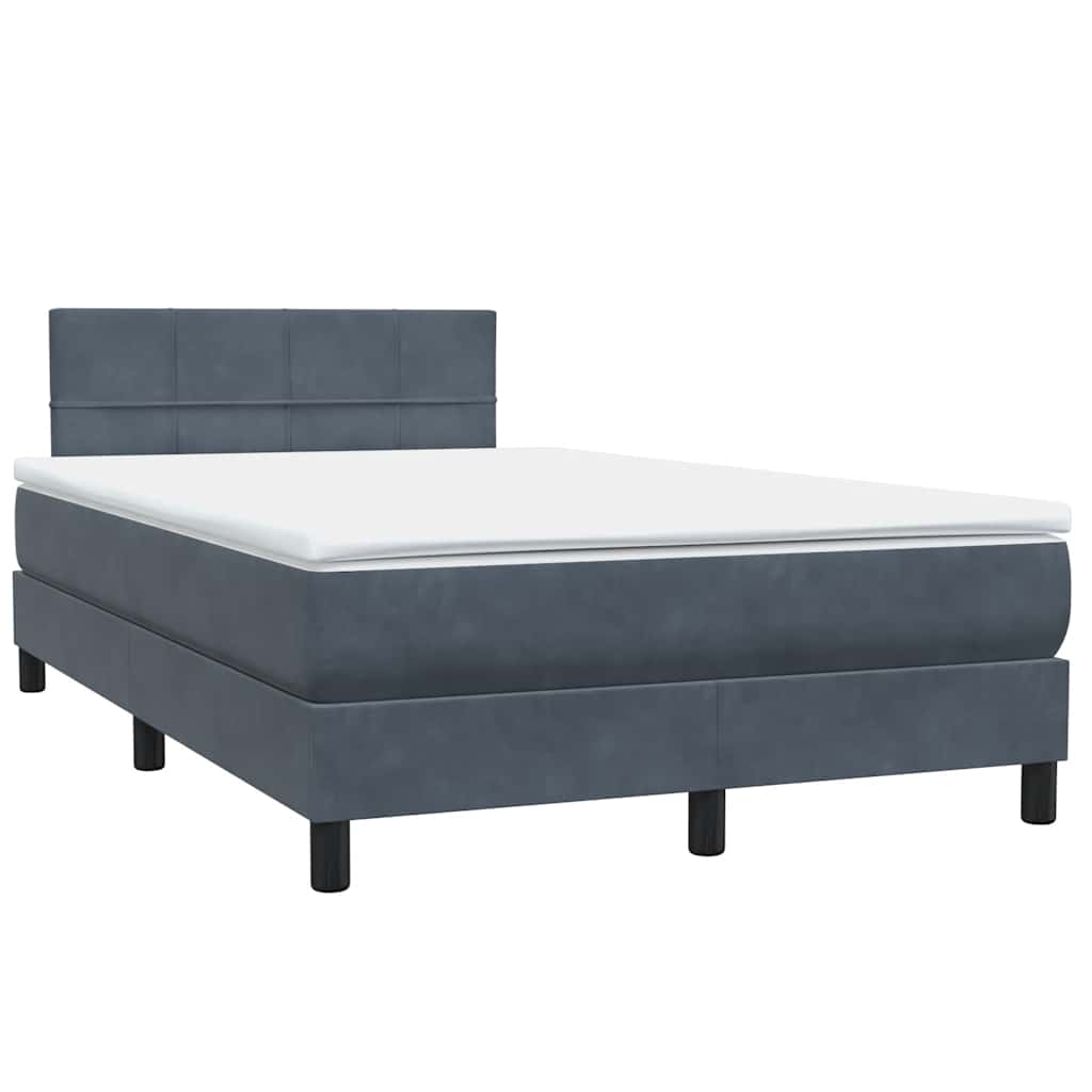 Sommier à lattes de lit et matelas et LED gris foncé 120x210cm velours - XIOS