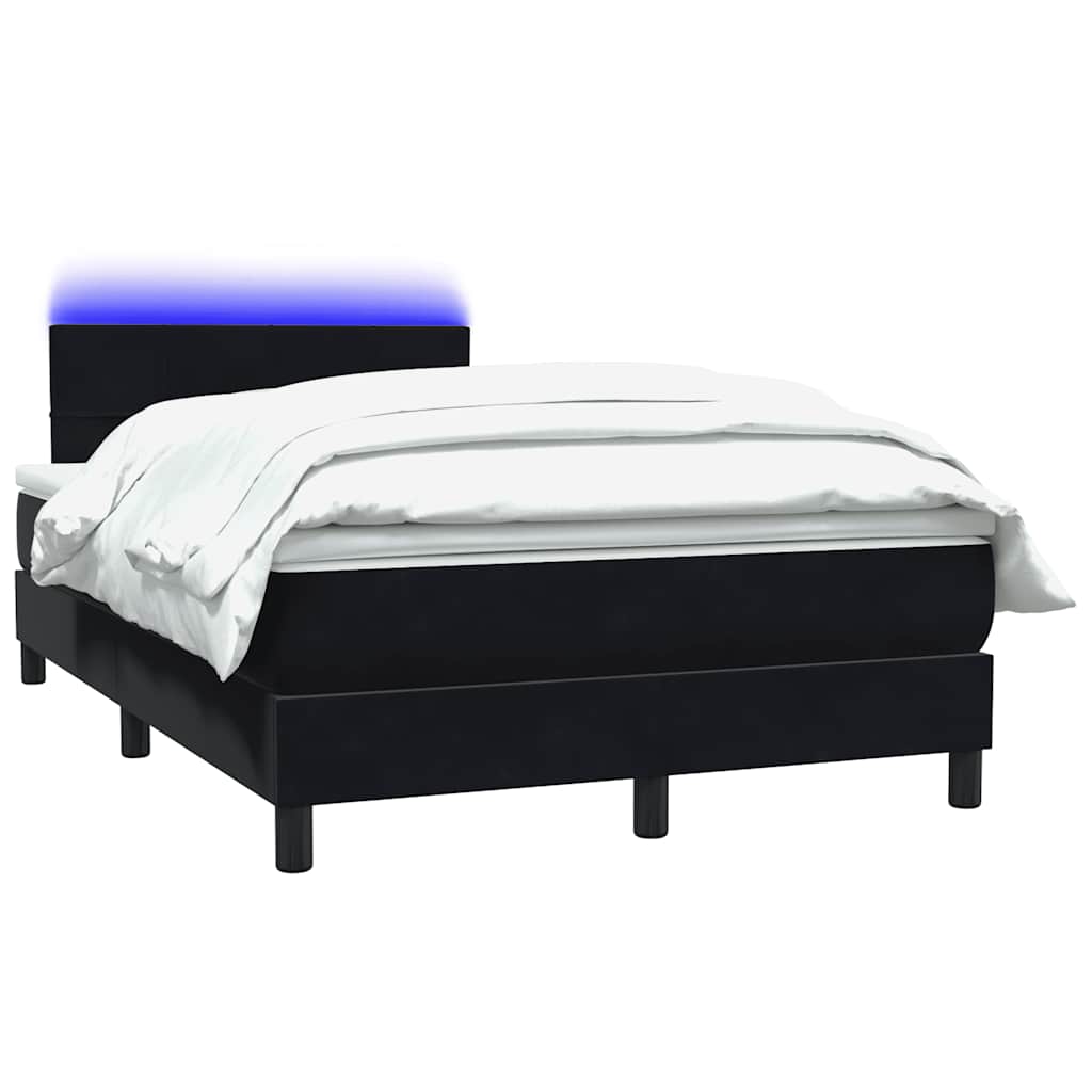 Sommier à lattes de lit avec matelas et LED noir 120x210 cm velours - XIOS