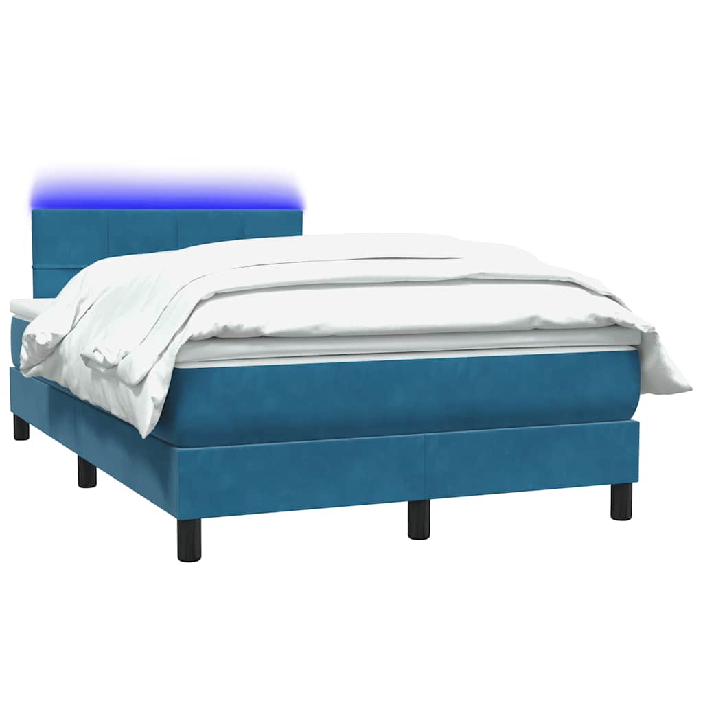 Sommier à lattes de lit et matelas et LED bleu foncé 120x210cm velours - XIOS