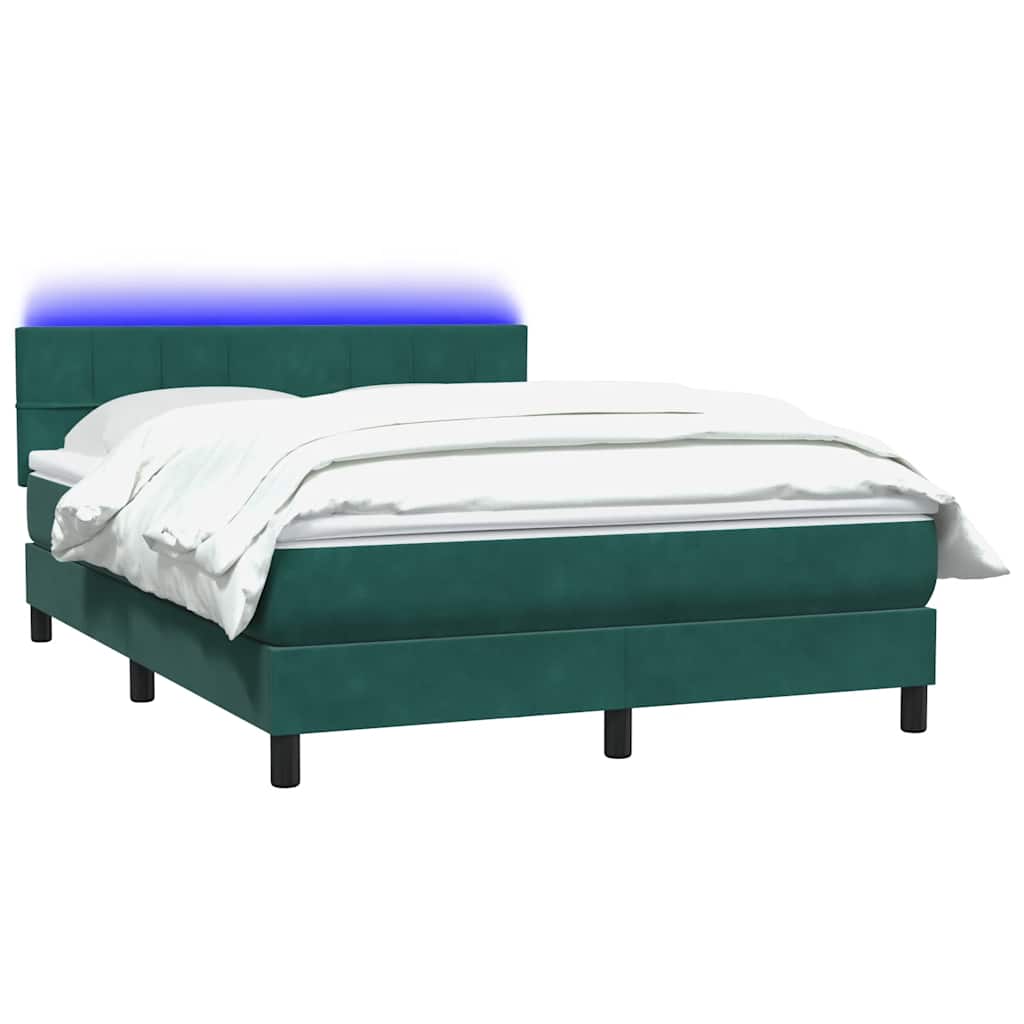 Sommier à lattes de lit et matelas et LED vert foncé 140x210cm velours - XIOS