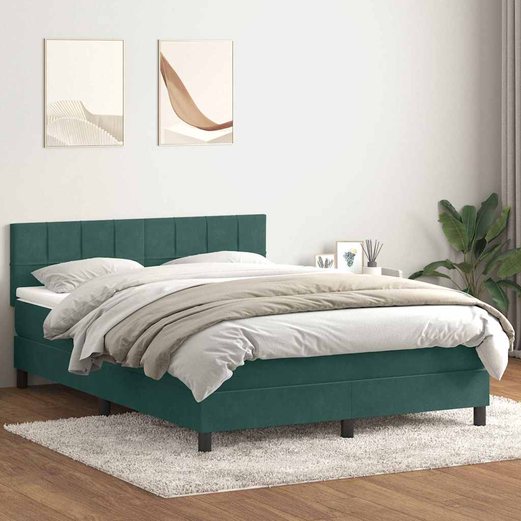 Sommier à lattes de lit et matelas et LED vert foncé 140x210cm velours - XIOS