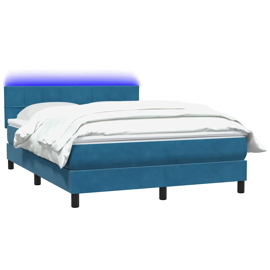 Sommier à lattes de lit et matelas et LED bleu foncé 160x210cm velours - XIOS